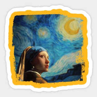 Girl with Starry Night Sticker